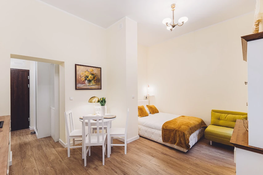 Widok na całość apartamentu w Toruniu